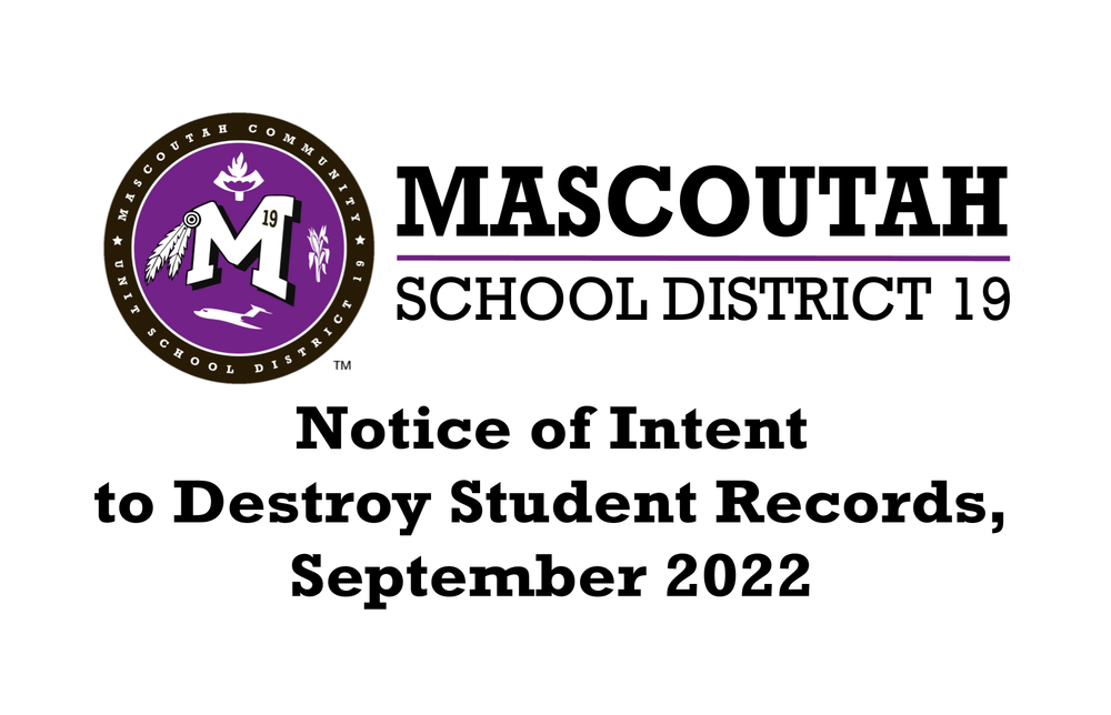 Notice of Intent to Destroy Student Records, September 2022