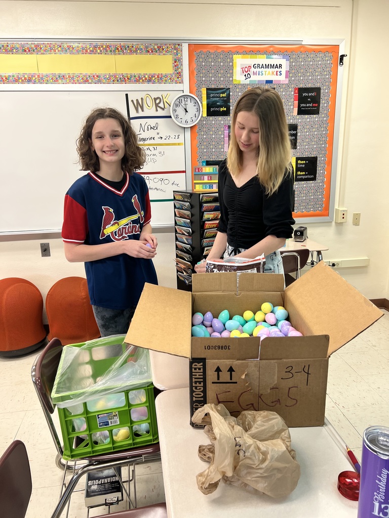 Students filling Easter eggs