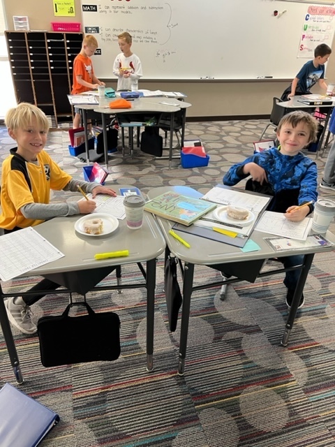 Mrs. Schoby's 3rd grade students enjoying the Character Cafe!