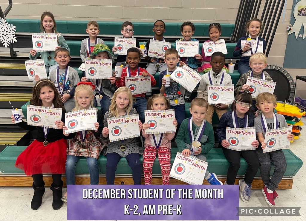 December Student of the Month K-2, AM Pre-K winners