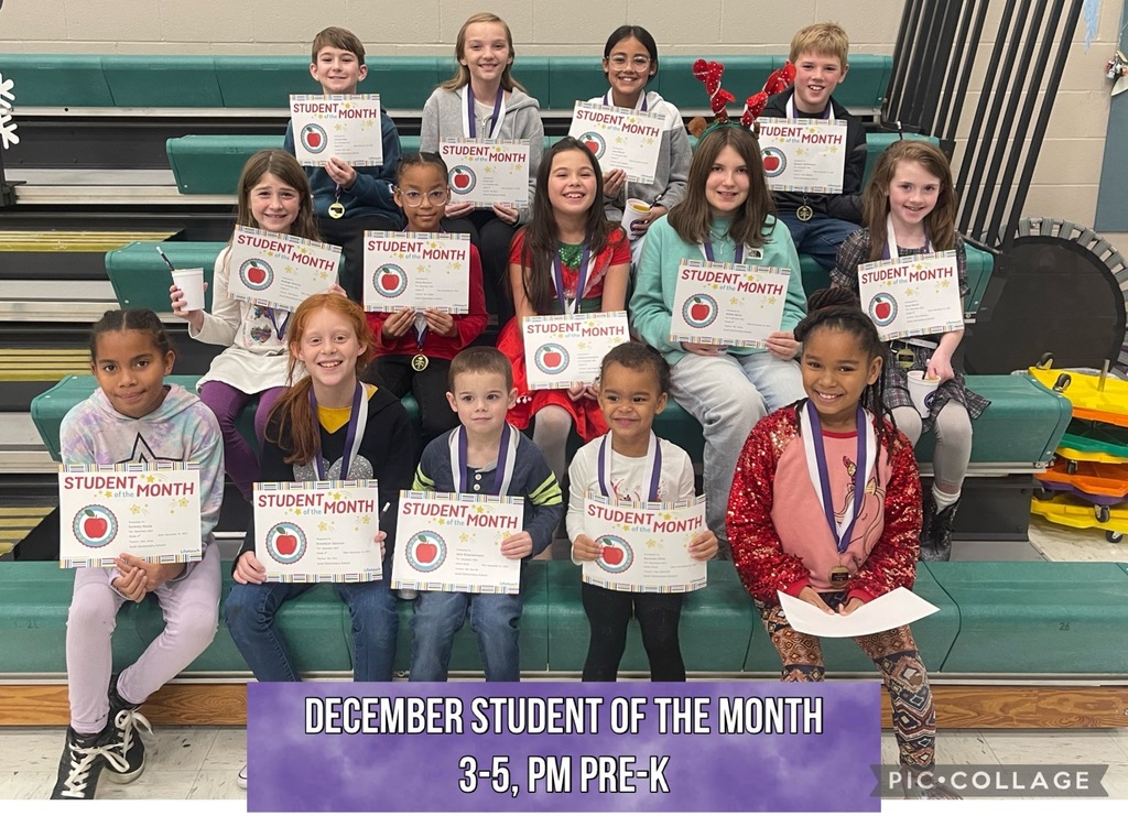 December Student of the Month 3-5, PM Pre-K winners