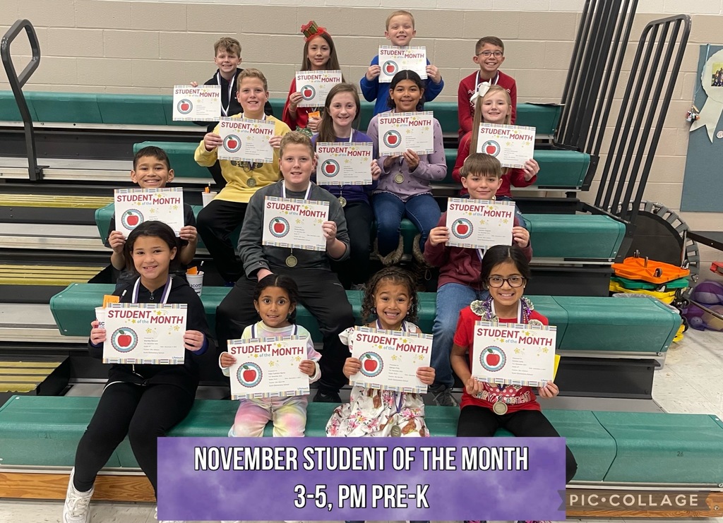 November Student of the Month 3-5, PM Pre-K winners