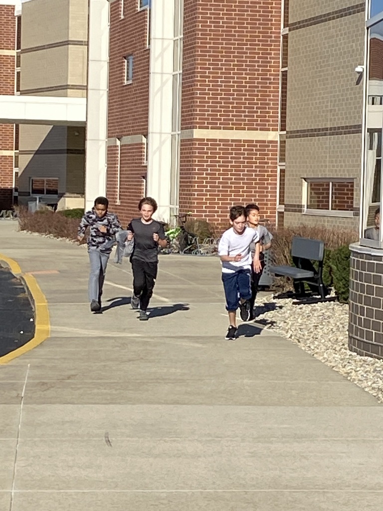 Students running. 